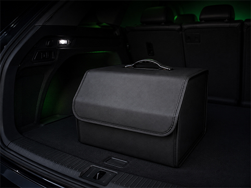 PU leather collapsible trunk organizer with storage pockets in a car boot